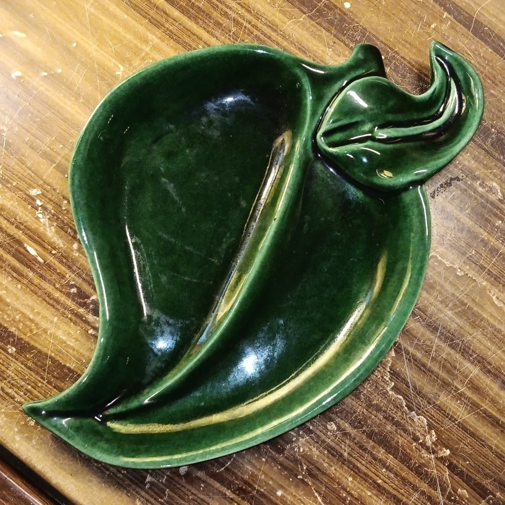 Vintage green art deco mcm serving dish tray